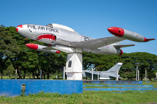 The T-33 Thunderbird model displayed in the Air Force City Park in Clark, Philippines