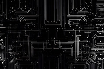High tech electronic circuit board background. Neural network AI generated art - obrazy, fototapety, plakaty