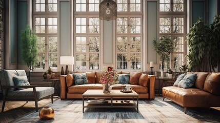 Fototapeta na wymiar living room interior generated by AI