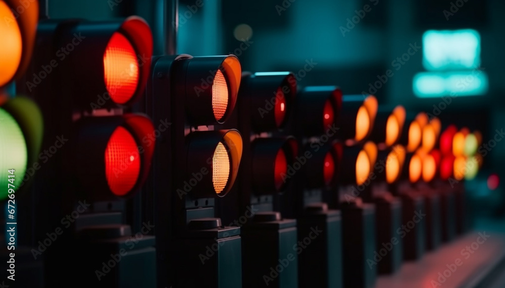 Poster the glowing lanterns in a row create a vibrant party atmosphere generated by ai