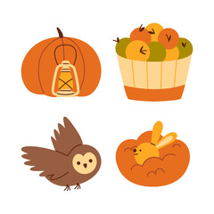 Flat Autumn Cozy Season Vector Clipart