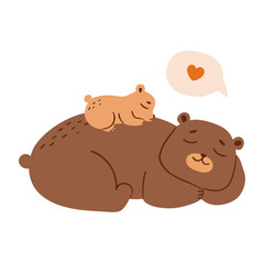 Bears are sleeping Flat Vector Illustration 
