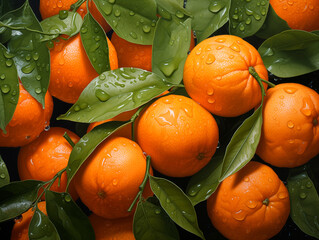 tangerines bright background photo with leaves