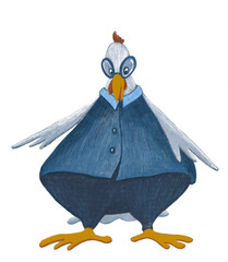 funny rooster, children's illustration, character design illustration