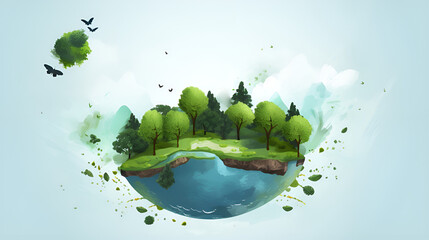 Watercolor World: Earth Globe Splashes for World Environment Day