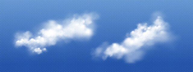 Fototapeta premium Set of realistic clouds on a transparent background. 