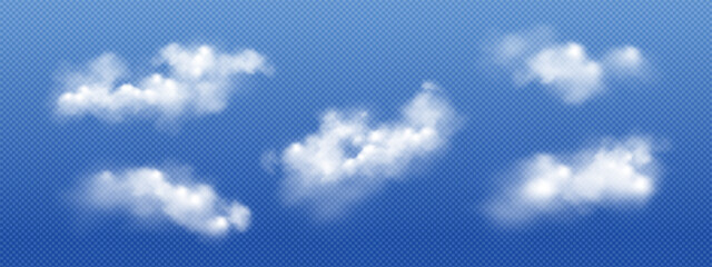 Naklejka premium Set of realistic clouds on a transparent background. 
