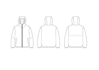 シンプルなウィンドブレーカーパーカーブルゾン　フーディー/ニットテープ仕様/ベンチレーション