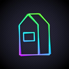 Glowing neon line Paper package for milk icon isolated on black background. Milk packet sign. Vector