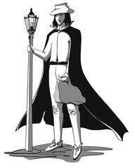 young wizard with a bag, character concept art