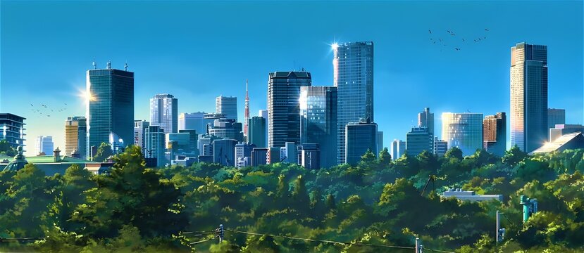 City anime wallpaper and background