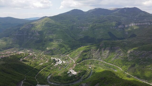 Amazing Aerial view of iskar gorge near village of Bov, Balkan Mountains, Bulgaria