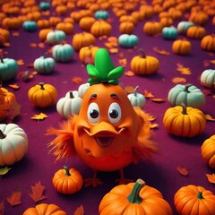 Fototapeta premium Cartoon illustration of Funny Thanksgiving Day Turkey