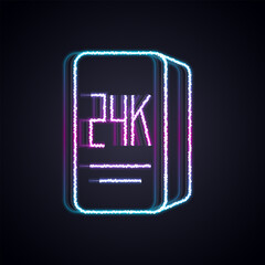 Glowing neon line Gold bars 24k icon isolated on black background. Banking business concept. Vector