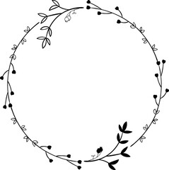 Floral wreath minimal design for wedding invitation or brand logo.	
