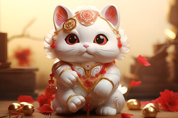 cat with christmas ball