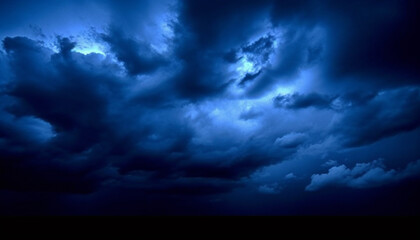 Obraz premium Dramatic sky over dark horizon, ominous thunderstorm brewing outdoors generated by AI