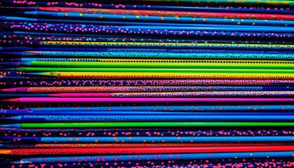 Vibrant colors and abstract patterns create a futuristic celebration backdrop generated by AI