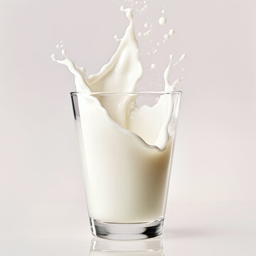Glass of milk on isolated background - ai generative