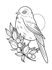 Bird Olive Branch Tattoo Stencil T-shirt Print