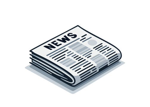 Weekly or daily newspaper with articles. News sheet with picture and text. Newspaper icon, information about events, activities, company information and announcements for web page. Vector illustration