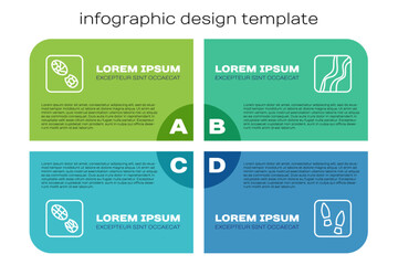 Set line Human footprints shoes, , and Snake paw. Business infographic template. Vector