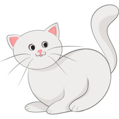 Cute white cat illustration