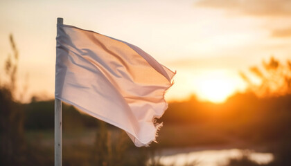 Waving flag on dry land symbolizes patriotism and freedom generated by AI