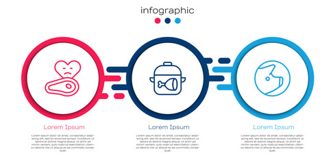 Set line Steak meat, Cooking pot and chicken leg and Pig. Business infographic template. Vector