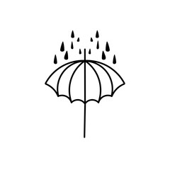 Line art style umbrella illustration. Isolated on a white background