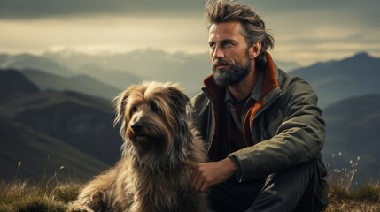 an artistic portrait of the owner and his best friend the dog