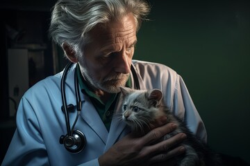 veterinarian with cat