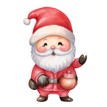 Watercolor art of the Happy Santa Claus character illustration Christmas and New year holiday painting  isolated on white background  , Generative Ai
