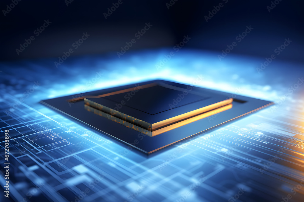 Poster central computer processors cpu concept. motherboard digital chip. technology science background. ne