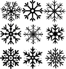 Obraz premium ..Snowflakes vector set, minimalistic snowflakes isolated on white background