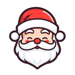 Cute Santa 's Head  isolated on a white background. Happy Santa Claus , , Generative Ai