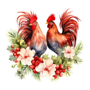 recommend clip art: Christmas Chicken Watercolor Clipart, Farm Animal 