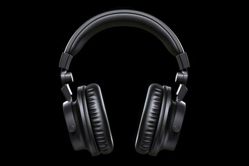 Fototapeta na wymiar Modern stereo headphones in a black and white studio background, showcasing advanced audio equipment for a superior listening experience.
