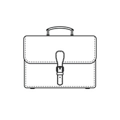 Briefcase with lock line icon isolated on white background. Vector illustration.