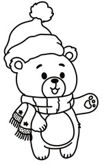 Teddy bear santa cartoon coloring page 