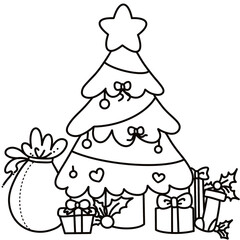 Christmas tree cartoon coloring page 