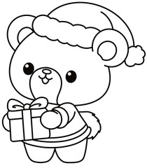 Teddy bear santa cartoon coloring page 