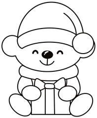 Teddy bear santa cartoon coloring page 