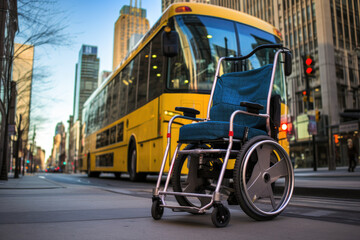 Obraz premium wheelchair in front of a bus in the city