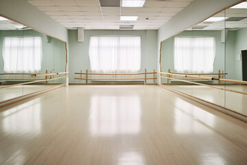 Fototapeta premium Empty ballet studio with mirrors