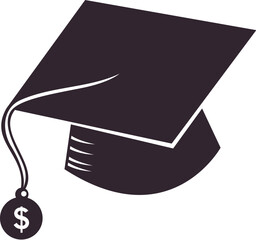 Graduation Cap Money Icon Vector Design. Scholarship logo concept design.