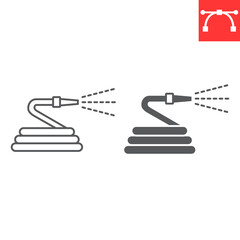 Garden hose line and glyph icon, farm and agriculture, water hose vector icon, vector graphics, editable stroke outline sign, eps 10.
