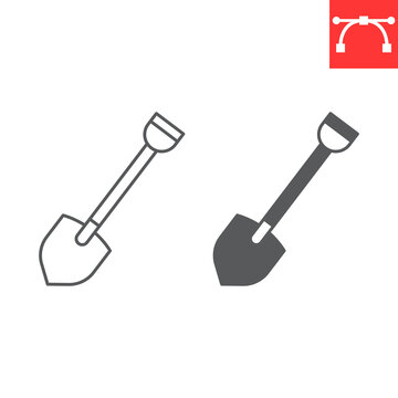 Shovel line and glyph icon, farm and agriculture, shovel spade vector icon, vector graphics, editable stroke outline sign, eps 10.