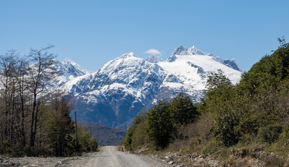Snow capped mountains on the austral