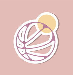 Basketball Ball Sticker design logo. Sport object and equipment icon concept. Sports training symbol sticker logo design.